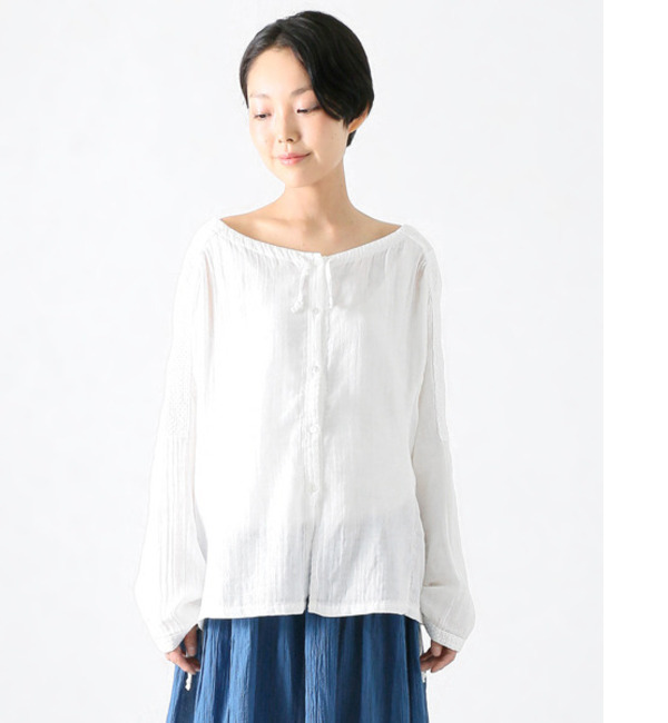 【アーバンリサーチ/URBAN RESEARCH】 かぐれ NADELL ガーゼ肩レース付ブラウス [送料無料]