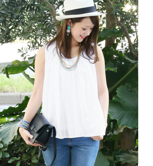 DOORS ギャザーノースリーブブラウス