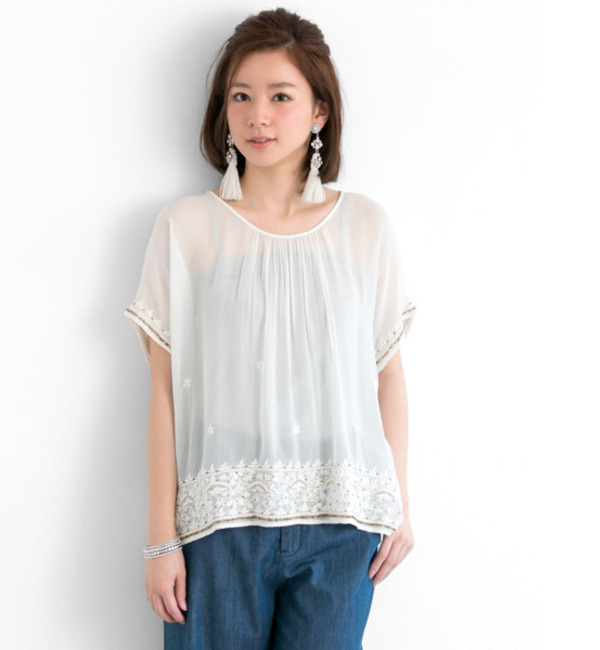 UR Indiaジョーゼット刺繍ブラウス