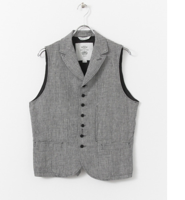 UR WORK NOT WORK LINEN CHECK WAISTCOAT