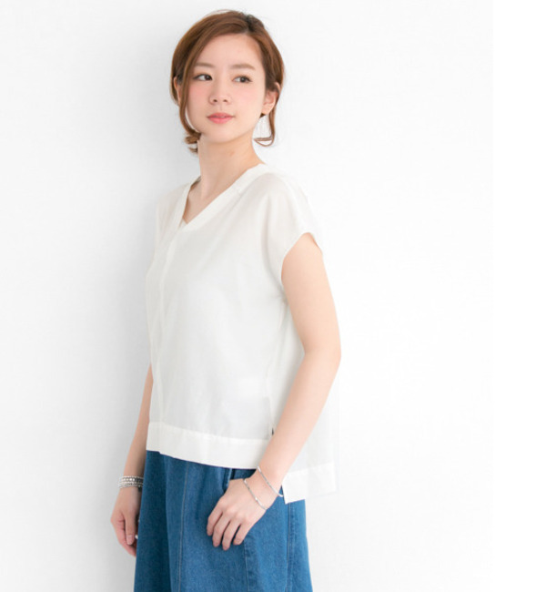 【アーバンリサーチ/URBAN RESEARCH】 UR スパンローンVネックブラウス [送料無料]