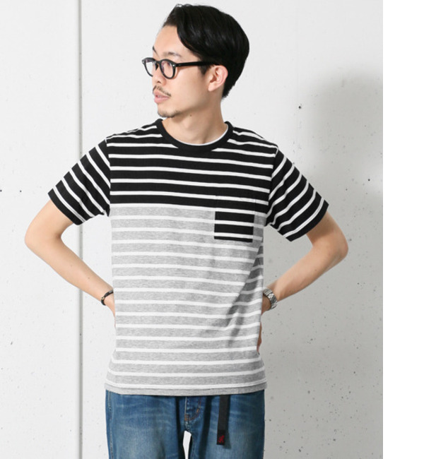 DOORS バイカラーボーダー クルーネック Tシャツ