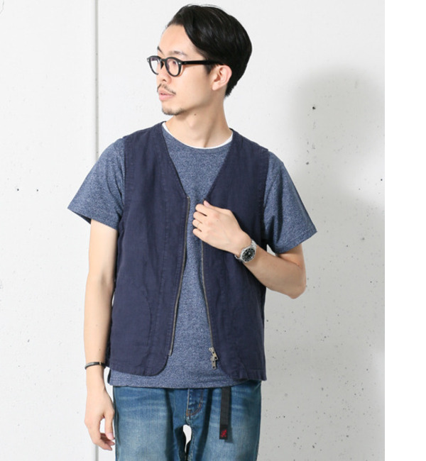 【アーバンリサーチ/URBAN RESEARCH】 DOORS D'sh Linen Zip Vest [送料無料]