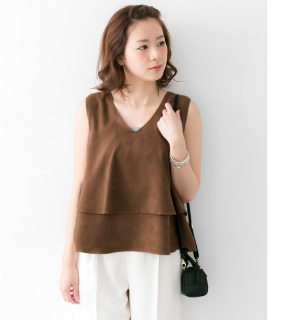 【アーバンリサーチ/URBAN RESEARCH】 UR フェイクスウェードフリルブラウス [送料無料]