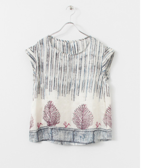 【アーバンリサーチ/URBAN RESEARCH】 かぐれ People Tree 手織りシルクフォレストプリントフレンチスリーブブラウス [送料無料]