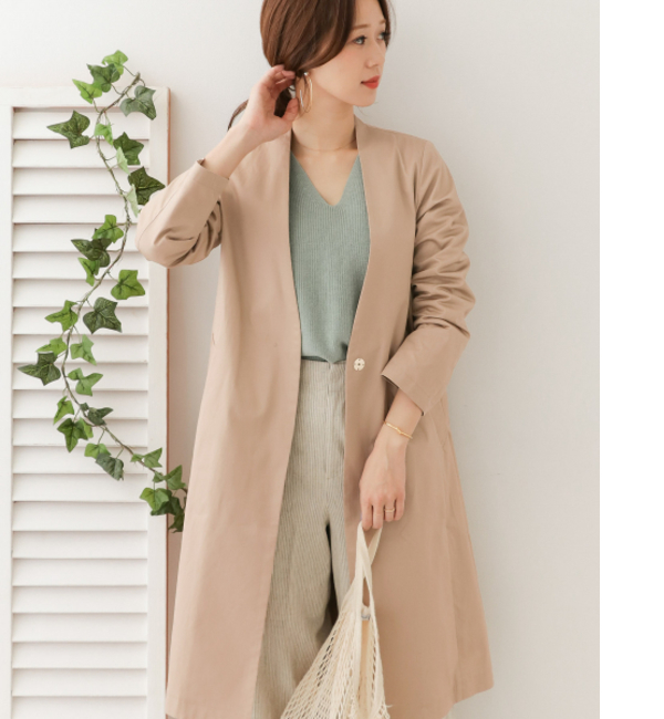 春のノーカラーコートのおすすめ コーデ2019春 Dorris