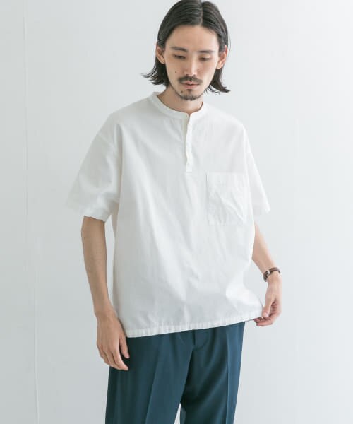 UR WORK NOT WORK ヘンリーネックルーズフィットポケットTシャツ|URBAN