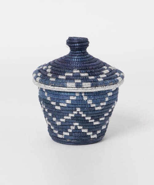 UR indigo africa　M Blue Lidded Basket