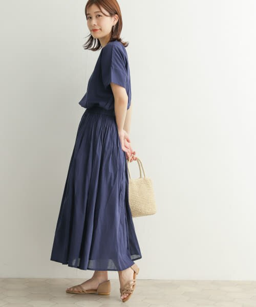 新品タグ付き♡アーバンリサーチドアーズコットンボイルギャザーワンピース✽パープル