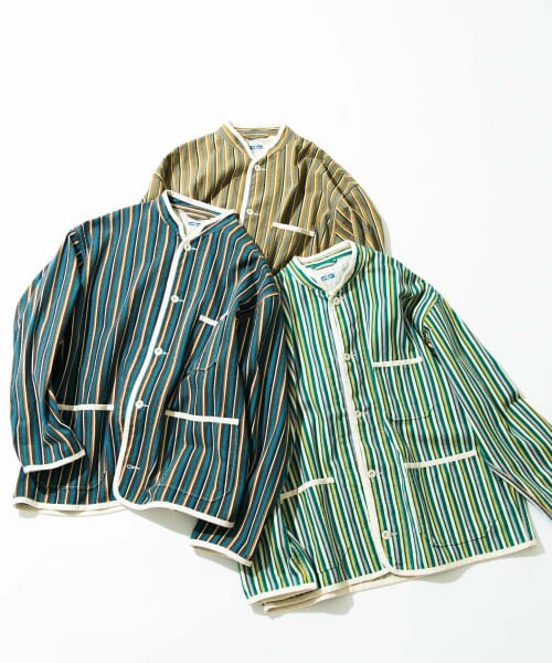 Sonny Label 『別注』ARMY TWILL Stripe Stand Collor Shirts|URBAN 