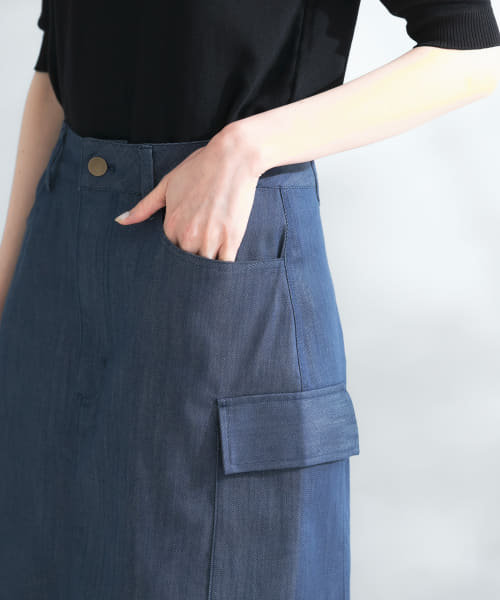 【BLACK】リヨセルデニムポケットタイトスカート