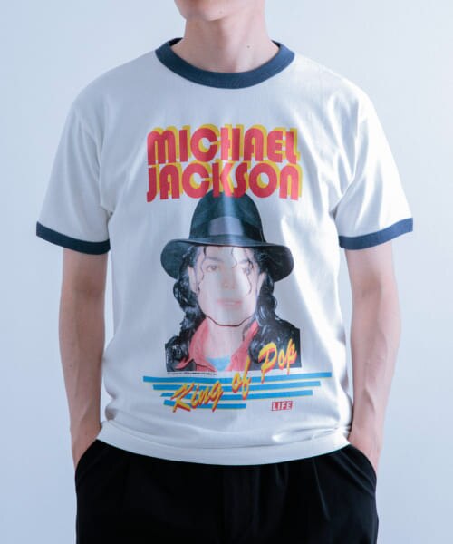 ITEMS 『別注』SCREEN STARS×ITEMS プリントリンガーTシャツ M.Jackson