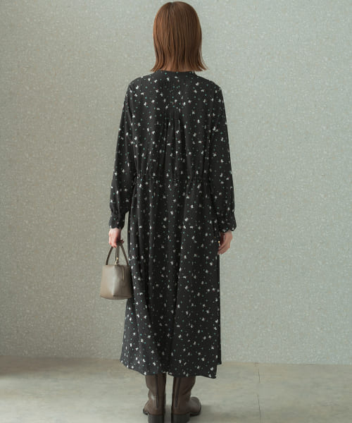 【PHEENY】RAYON DOT L/S DRESS ネイビー