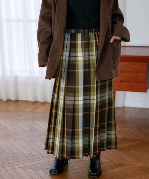 今季完売商品 イエナ チェックプリーツスカート - ロングスカート