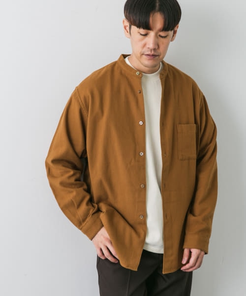 CAMEL】『XLサイズ/WEB限定』ヘビーネルバンドカラーシャツ-