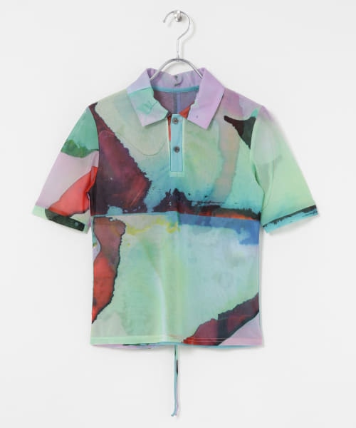 UR TARO HORIUCHI　Print Sheer Polo Top