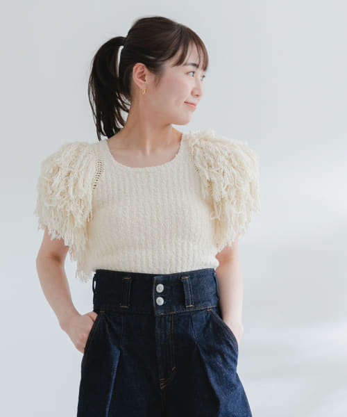 ROSSO leinwande Hand Fringe Knit Tops|URBAN RESEARCH(アーバンリサーチ)の通販｜アイルミネ