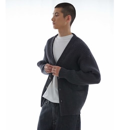 UR new basic COTTON CASHMERE WIDE RIB CARDIGAN