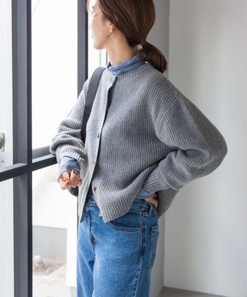 DOORS ハミルトンウール畦クルーネックカーディガン