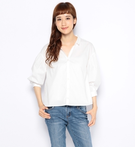 KBF ストライプ袖口タックブラウス