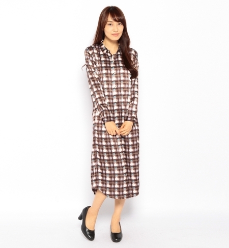 KBF チェックマキシシャツ