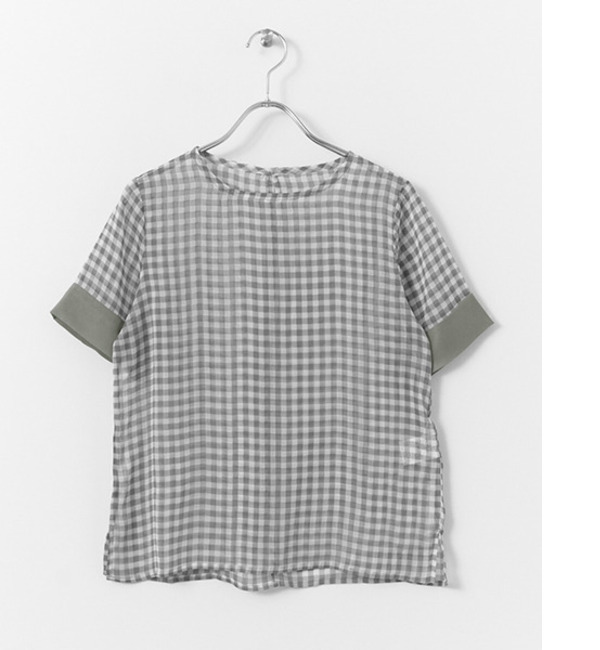 KBF ギンガムシフォンブラウス