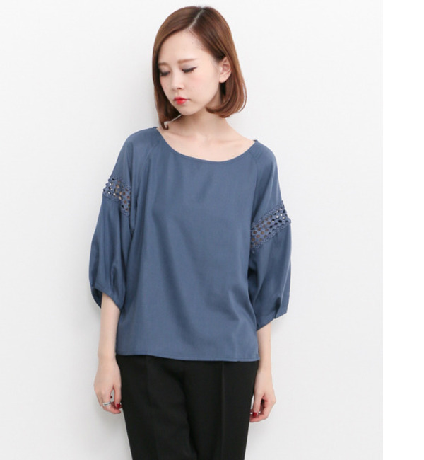 【ケービーエフ/KBF】 KBF 袖切替レースブラウス [送料無料]