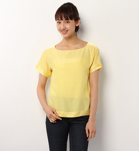 heliopole シルクバックサテンTブラウス