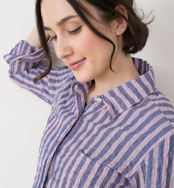 【エリオポール/エリオポール】 heliopole シャーリング ストライプシャツ [送料無料]