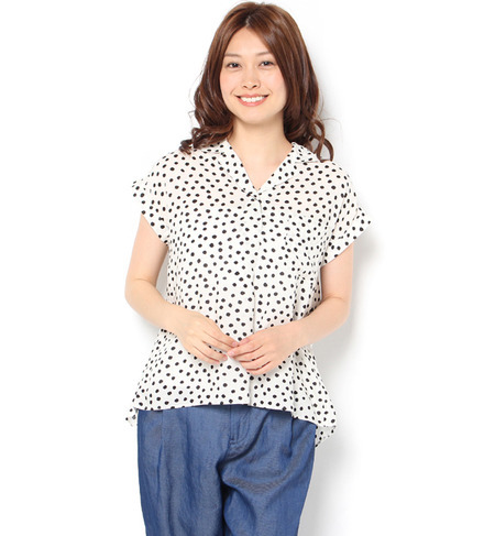 【エリオポール/エリオポール】 heliopole モダールローン ドットプリントブラウス [送料無料]