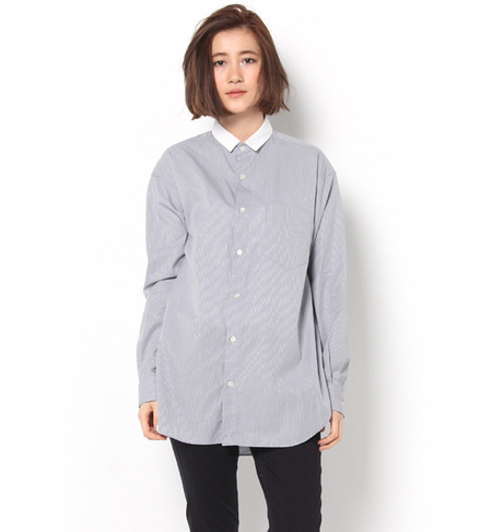 【エリオポール/エリオポール】 ≪新作≫delave クレリックカラーストライプビッグシャツ [送料無料]