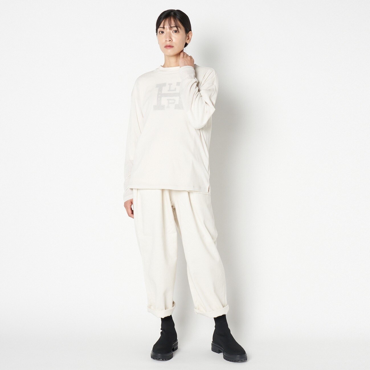 HELIOPOLE COTTON DOUBLE FACE WIDE PANTS