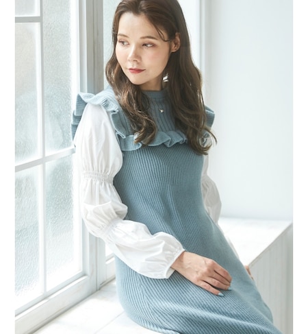 パフ袖フリルニットワンピース Majestic Legon マジェスティックレゴン の通販 アイルミネ パフ袖フリルニットワンピース Majestic Legon マジェスティックレゴン の通販 アイルミネ