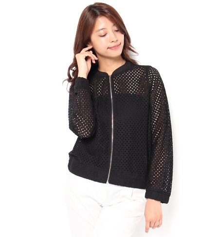 【アース ミュージック アンド エコロジー/アースミュージック＆エコロジー】 スクエアレースブルゾン [送料無料]