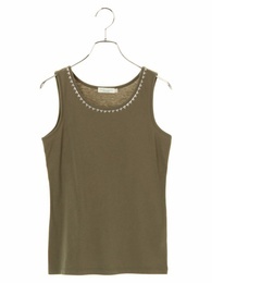 【アースミュージックアンドエコロジー/earth music＆ecology】 衿ビジュータンクトップ [3000円(税込)以上で送料無料]