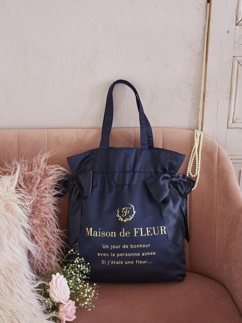 ダブルリボンギャザートートバッグ|Maison de FLEUR(メゾンドフルール