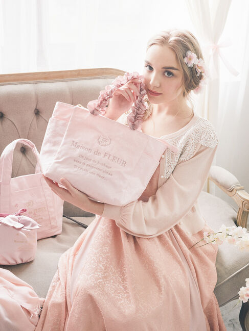 桜サイドポケットフリルハンドルトートバッグ