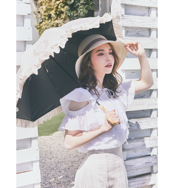 人気ファッションメンズ|【メゾンドフルール/Maison de FLEUR】 遮光&UV CUT フリル傘