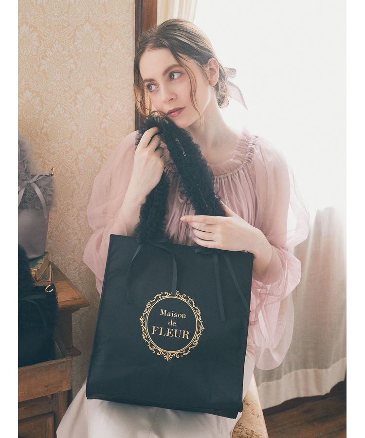 高級感 チュールフリルハンドルトートバッグ|Maison de FLEUR(メゾンド バッグ