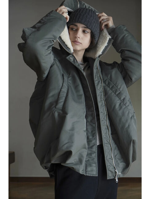 CLANE BALLOON DESIGN HOODED N3B カーキ-