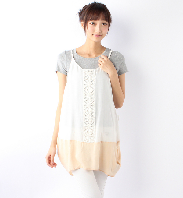BU フロントレースドレープチュニック