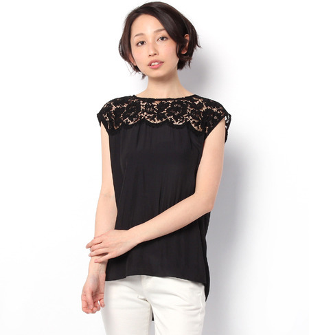リバーレース使いノースリーブブラウス
