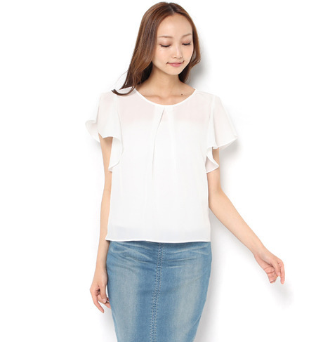 【サロン デュ ラ トリニーテ/Salon de la Trinite】 デシン袖フリルブラウス [送料無料]