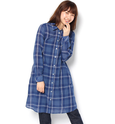 チェックロングシャツ