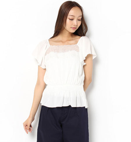 【ナイスクラップ/NICE CLAUP】 シェル刺しゅうブラウス [3000円(税込)以上で送料無料]