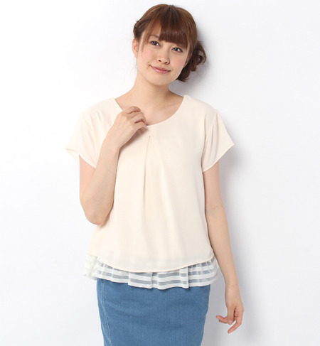 ジョーゼット×チュールボーダーブラウス