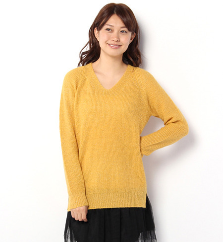 モヘア混ラメVネックプルオーバー