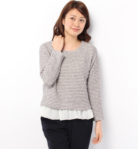 ボーダーニットツイードプルオーバー