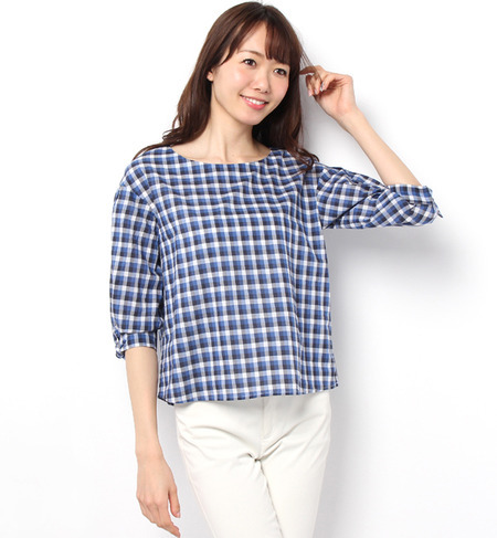 ローン3色ギンガムチェックブラウス