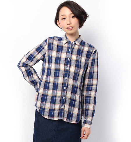 フレンチリネンチェックシャツ